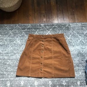 Corduroy button down skirt